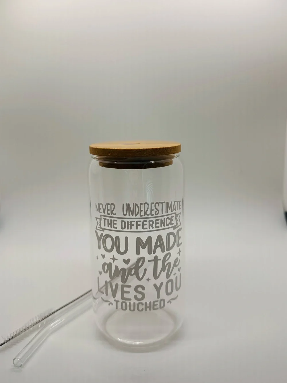 Inspirational Glass Jar with Bamboo Lid - Clear